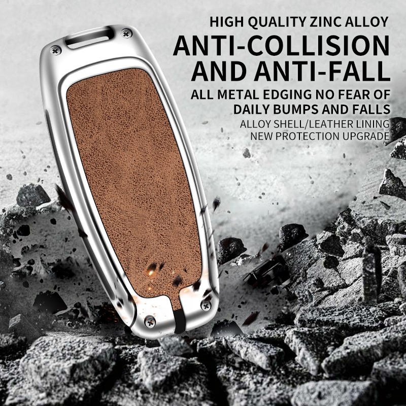 Custom Car Logo Zinc Alloy Leather Car Key Case Cover For Audi A4 B9 A5 A6 8s 8w Q5 Q7 4m S4 S5 Tt Tts Tfsi Keychain Accessories