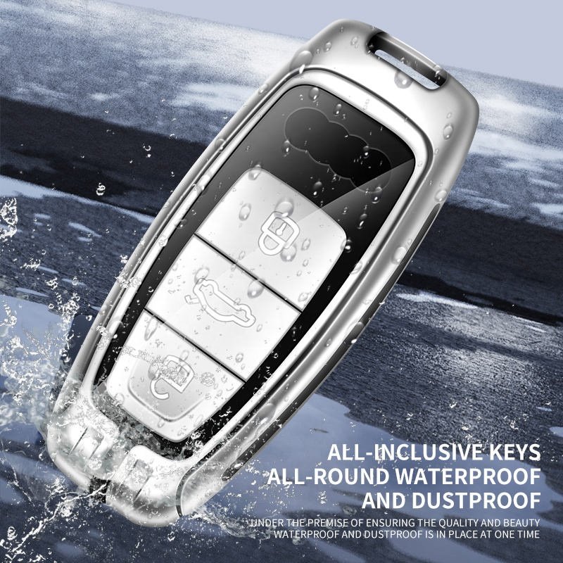 Custom Car Logo Zinc Alloy Leather Car Key Case Cover For Audi A4 B9 A5 A6 8s 8w Q5 Q7 4m S4 S5 Tt Tts Tfsi Keychain Accessories