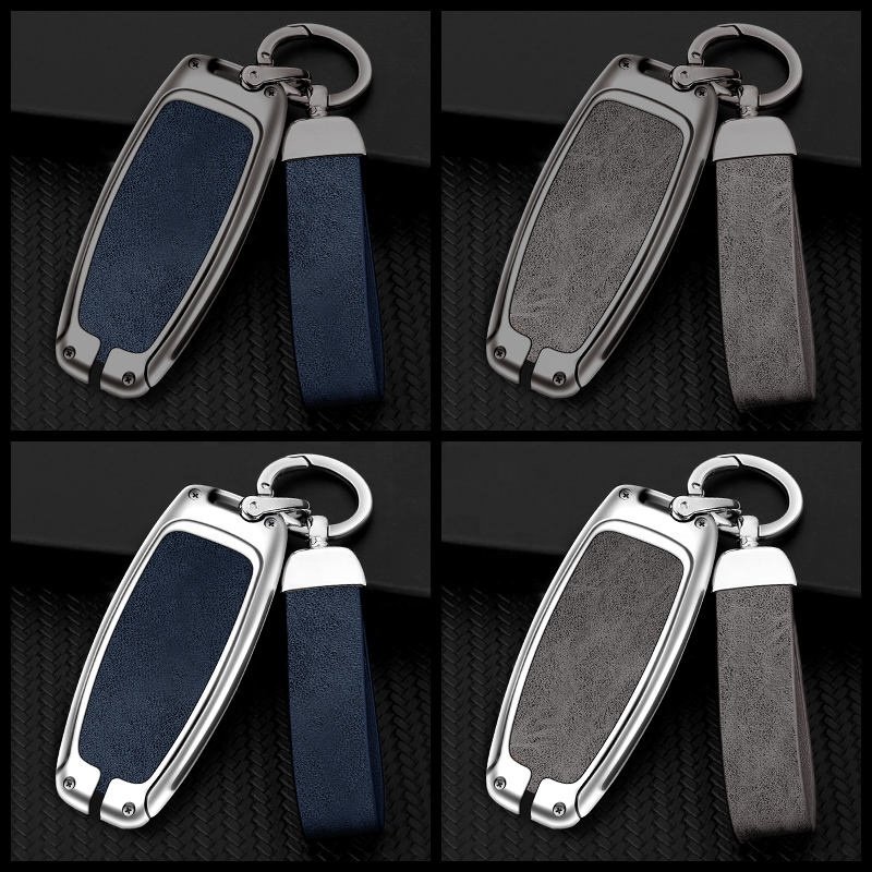 Custom Car Logo Zinc Alloy Leather Car Key Case Cover For Audi A4 B9 A5 A6 8s 8w Q5 Q7 4m S4 S5 Tt Tts Tfsi Keychain Accessories