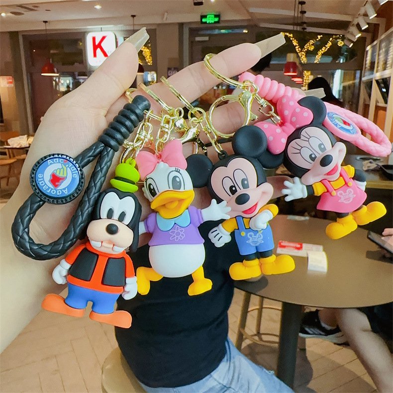 Cartoon Cute 3D Mouse Doll Key Chain With Wrist Strap Key Ring Car Ring Bag Widget Accessories Pendant Lovely Girl Gift