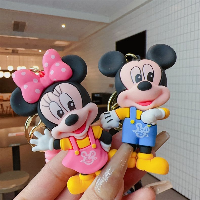 Cartoon Cute 3D Mouse Doll Key Chain With Wrist Strap Key Ring Car Ring Bag Widget Accessories Pendant Lovely Girl Gift