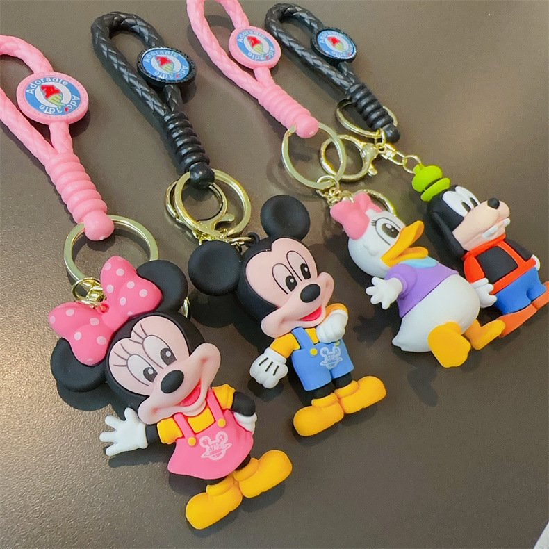 Cartoon Cute 3D Mouse Doll Key Chain With Wrist Strap Key Ring Car Ring Bag Widget Accessories Pendant Lovely Girl Gift