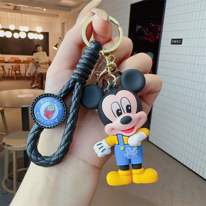 Cartoon Cute 3D Mouse Doll Key Chain With Wrist Strap Key Ring Car Ring Bag Widget Accessories Pendant Lovely Girl Gift