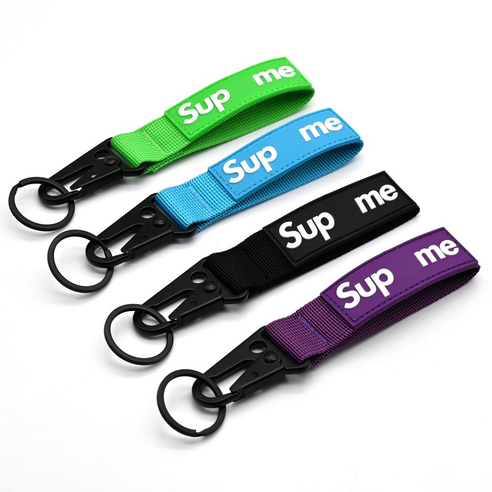 Hot selling Nylon Car Keychain For Car brands Olecranon Metal Key Ring Accessories With Logo