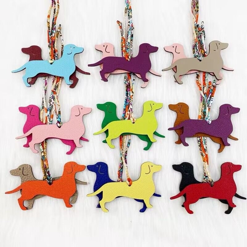Luxury animal dog leather car keychain leather key chain keyring ornament accessories designer bag charm pendant