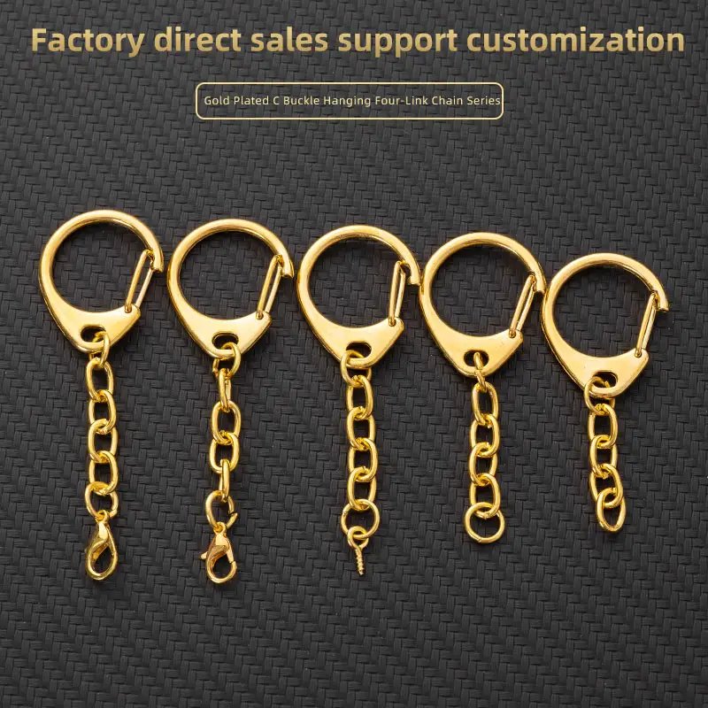 Gold Color D-Rgger Clasp Swivel Clip Metal Keychain for Keys Car Key Ring Souvenir Couple Handbag Chain DIY Gift