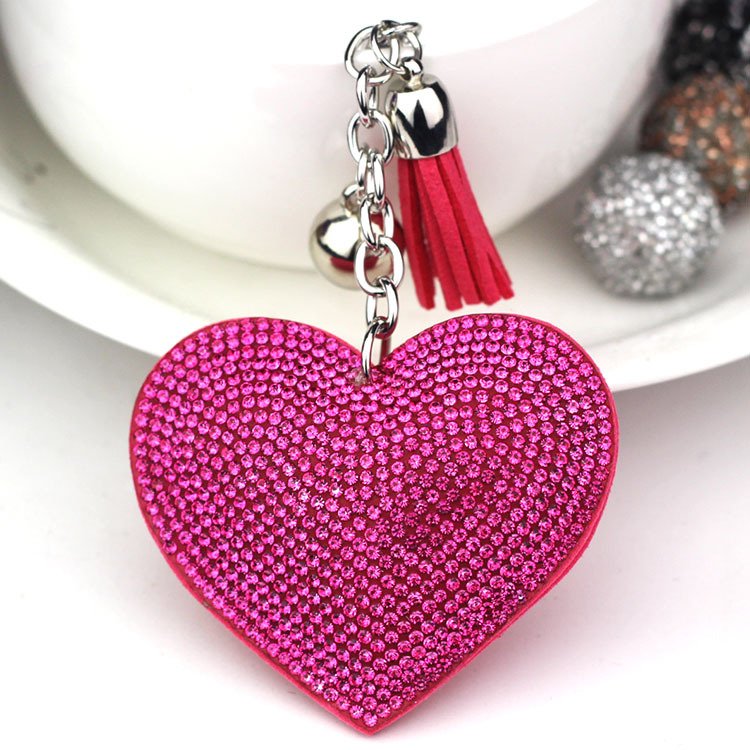 Bling Diamond Heart Shape Key Chain Rhinestone Bag Car Charm Key Pendant Keychains Promotional Gift Crystal Heart Keychain