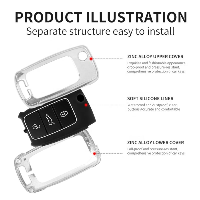 Wholesale Hot Sale Gun Metal Car Key Cover Case Premium Accessories for Cars