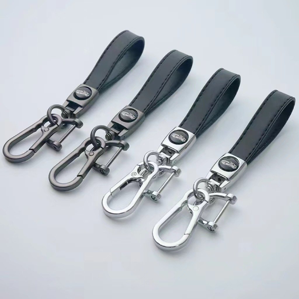 Cross-Border E-Commerce Leather Key Chain with Metal Pendant Car Logo and Horseshoe Buckle Accessories