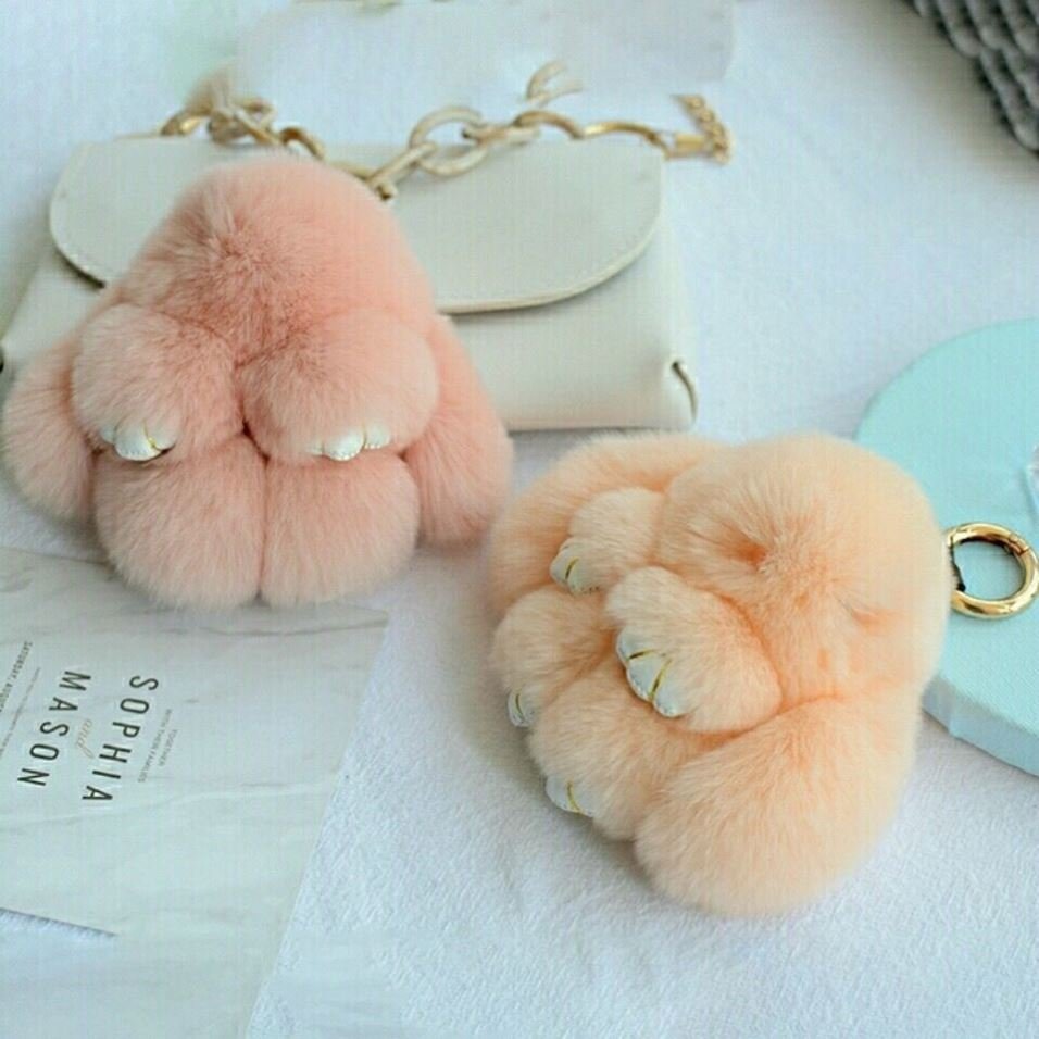 Bunny Stuffed Animal kawaii Plush keychains toys Rabbit Fur Keychain Fluffy Soft Cute Fuzzy Accessories Handbag Backpack Charms