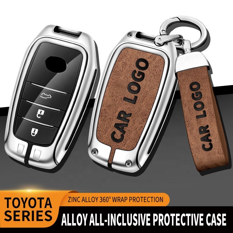 Lower Price For Toyota Crown Rav4 Leather Metal Car Key Cover
