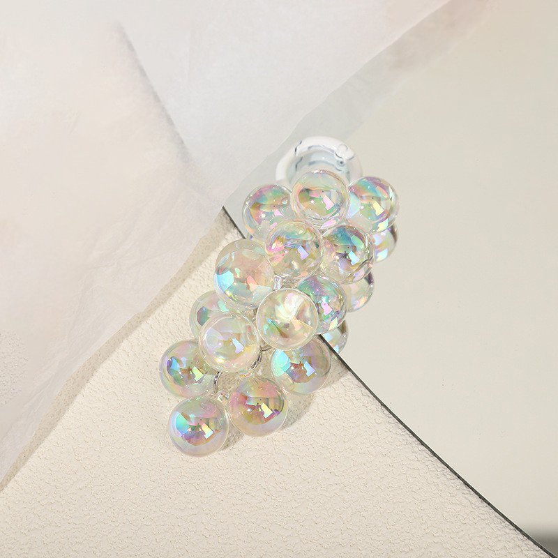 Wholesale 7 colors Grape Keychain Plastic Acrylic Crystal Fruit Glass Grape Key Chain Keyring Mobile Phone Lanyard Key Chain