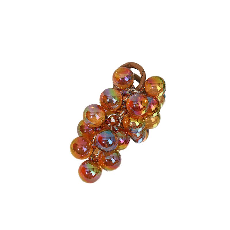 Wholesale 7 colors Grape Keychain Plastic Acrylic Crystal Fruit Glass Grape Key Chain Keyring Mobile Phone Lanyard Key Chain