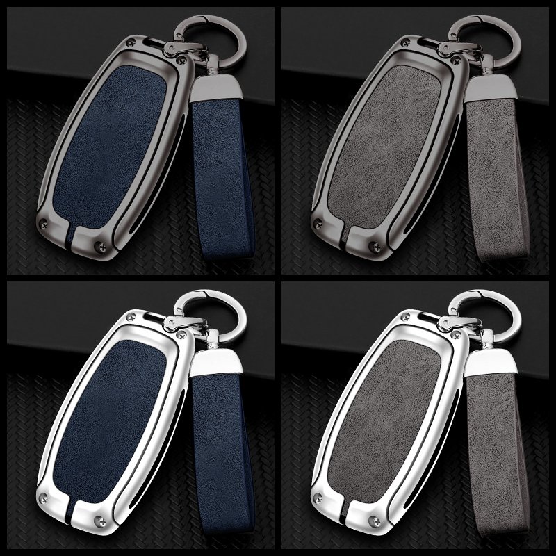 Zinc Alloy Leather Car Key Cover Shell Case for Hyundai Santa Fe Tucson 2022 NEXO NX4 Atos Solaris Prime2021 Car Key Accessories