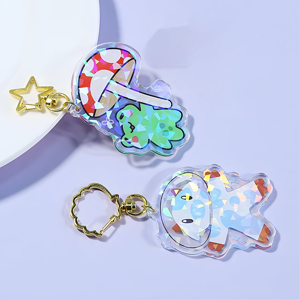 Factory Custom Design Acrylic Keychain Holographic Acrylic Key chain Plastic Pendant Rainbow Charm Custom Acrylic Keychain