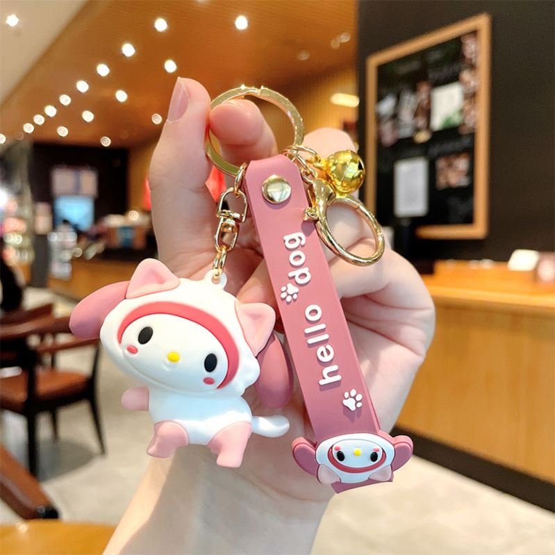 Wholesale 3d Keychain Charm Bag Pendant Cartoon Anime Keychain Accessories Lovely Hello Kitty Melody Kurumi Key Chains