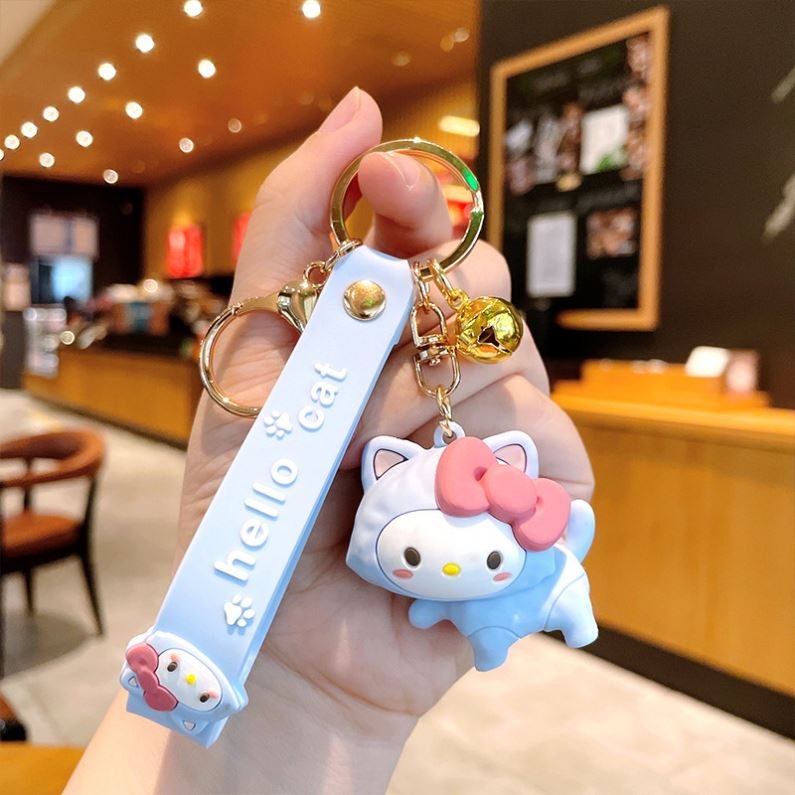 Wholesale 3d Keychain Charm Bag Pendant Cartoon Anime Keychain Accessories Lovely Hello Kitty Melody Kurumi Key Chains