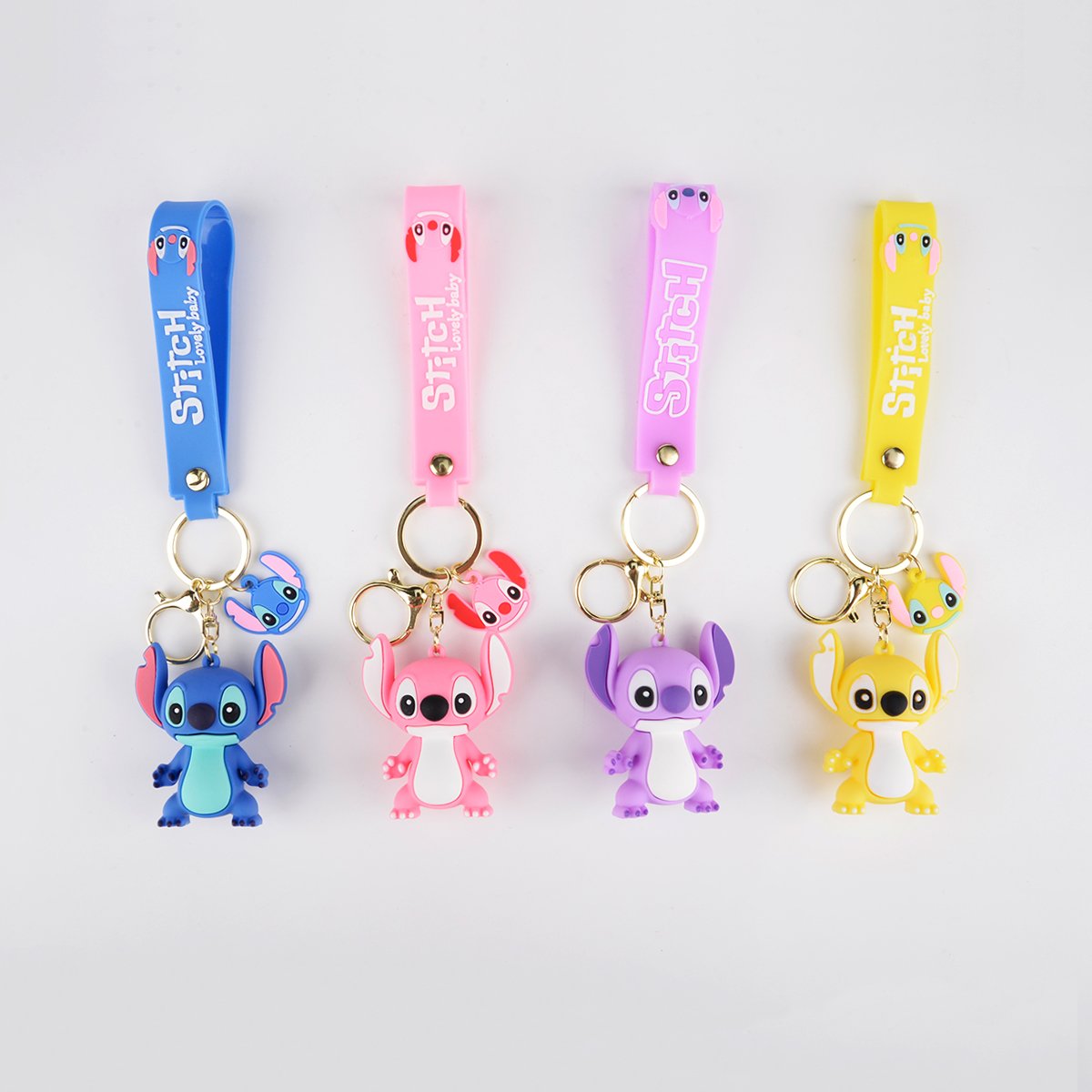 2024 New Adorable Stitch 3D Keychain Lilo Pendant Key Chain Silicone Anime Figure PVC Stitch Keychains For Kids's Gift
