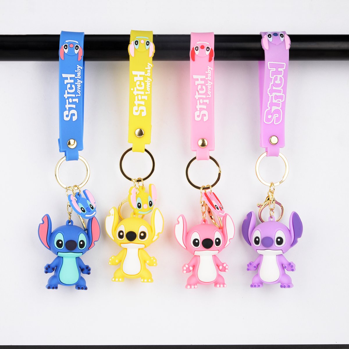 2024 New Adorable Stitch 3D Keychain Lilo Pendant Key Chain Silicone Anime Figure PVC Stitch Keychains For Kids's Gift
