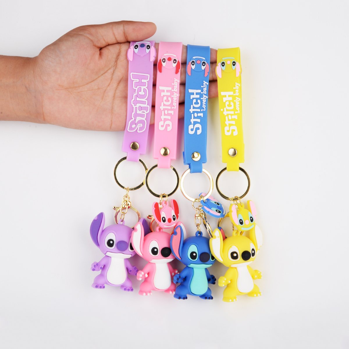 2024 New Adorable Stitch 3D Keychain Lilo Pendant Key Chain Silicone Anime Figure PVC Stitch Keychains For Kids's Gift