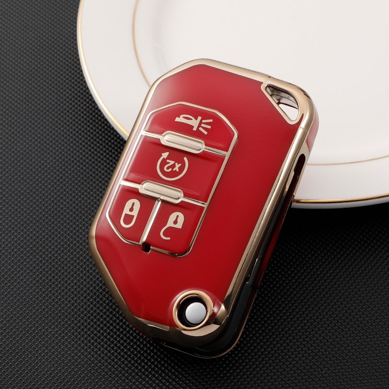 Tpu key fob cover for Jeep , Flip Key Case for Jeep accessories 2020-2021 Gladiator JT Sahara JLU 2018-2021 Wrangler JL Rubicon