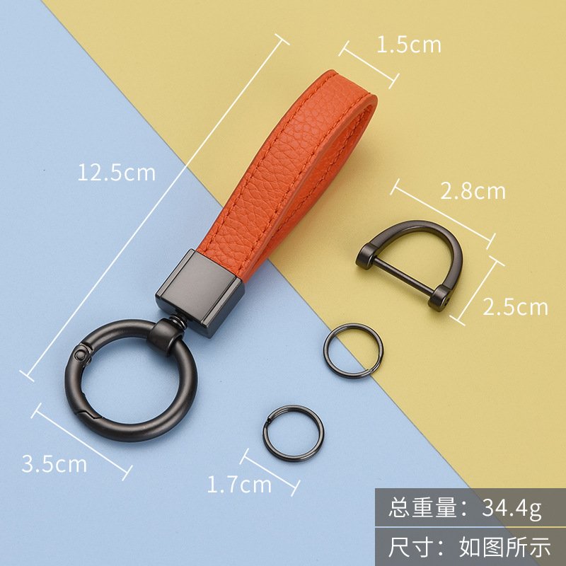 Wholesale Custom logo Sublimation Cute Designer Car Luxury Leather Custom Horseshoe Key chains Leather Car D-Rings Key Rings