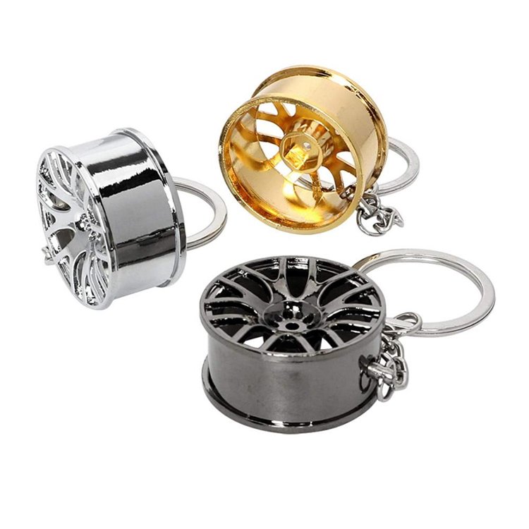 Factory Wholesale Car Key Accessories Wheel key chain Tire Rim 3d Metal Keychain
