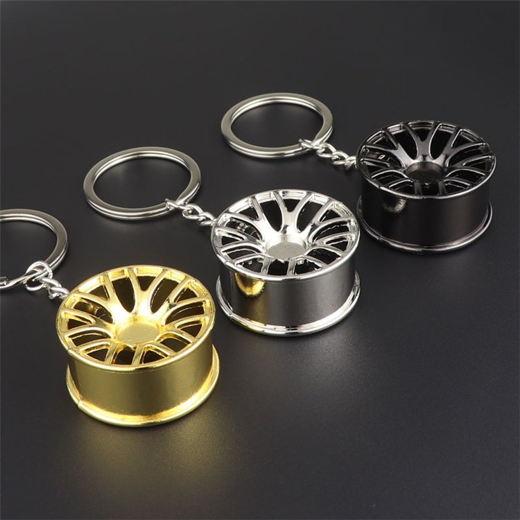 Factory Wholesale Car Key Accessories Wheel key chain Tire Rim 3d Metal Keychain