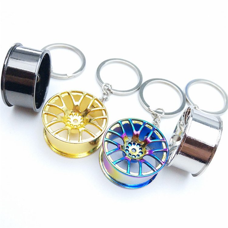Factory Wholesale Car Key Accessories Wheel key chain Tire Rim 3d Metal Keychain