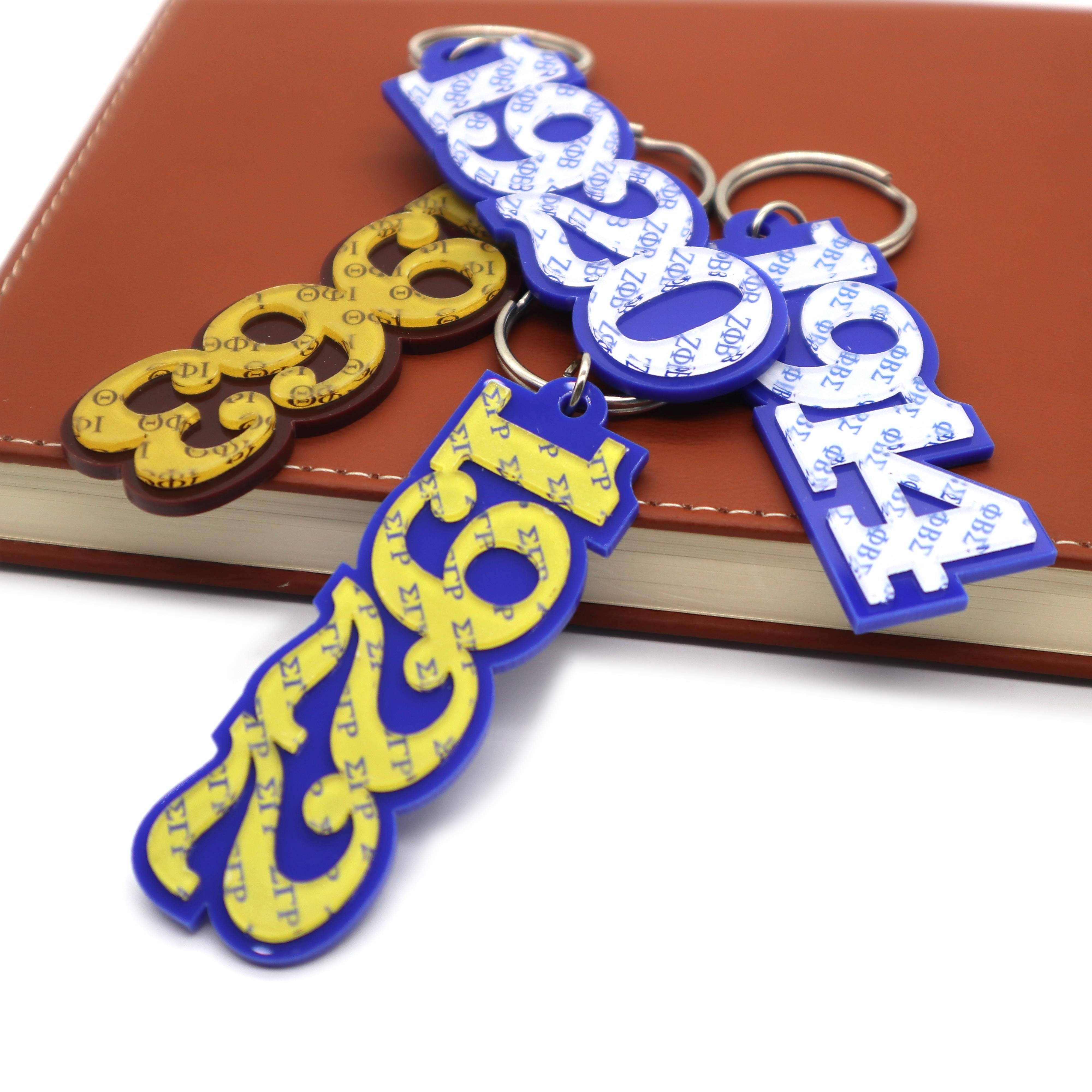 All Groups Custom Made Zeta Phi Beta Sorority Chapters Acrylic Keychain Greek Letters Plastic Keychain Motel Keychain