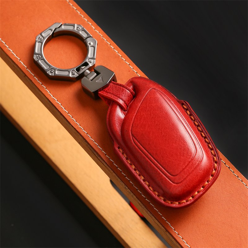 Genuine Leather Car Key Case Cover for ROEWE RX3 RX6 MG ZS Smart Key Case Accessories Handmade Car key Shell