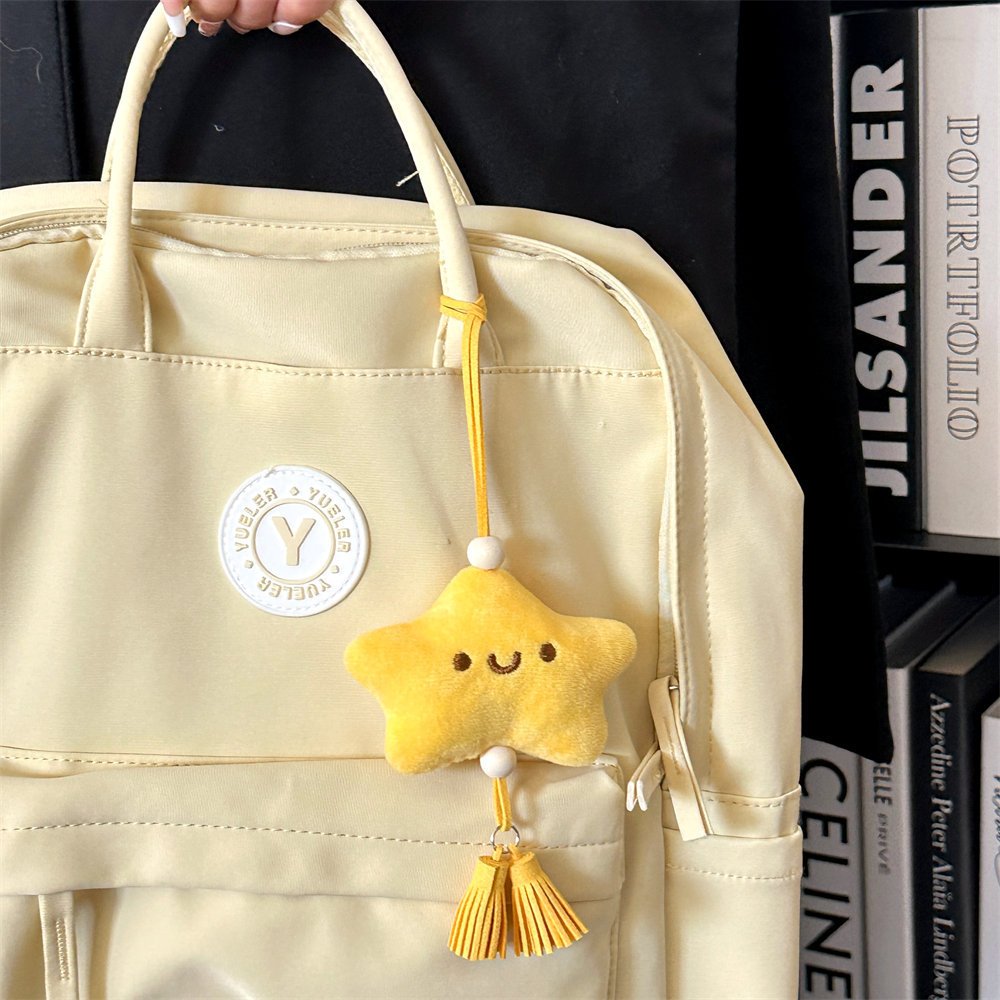 Lilangda Yellow Plush Star Pendant Creative Cartoon Bag Hanging Plush Hangings Ornament Bag Pendant Car Keys Accessories