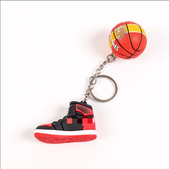 Custom 3D Mini Air Jordans Shoe Keychain Model Rubber Keychains with Basketball Mini Sneaker Car Keychain Bag Pendant for Gif