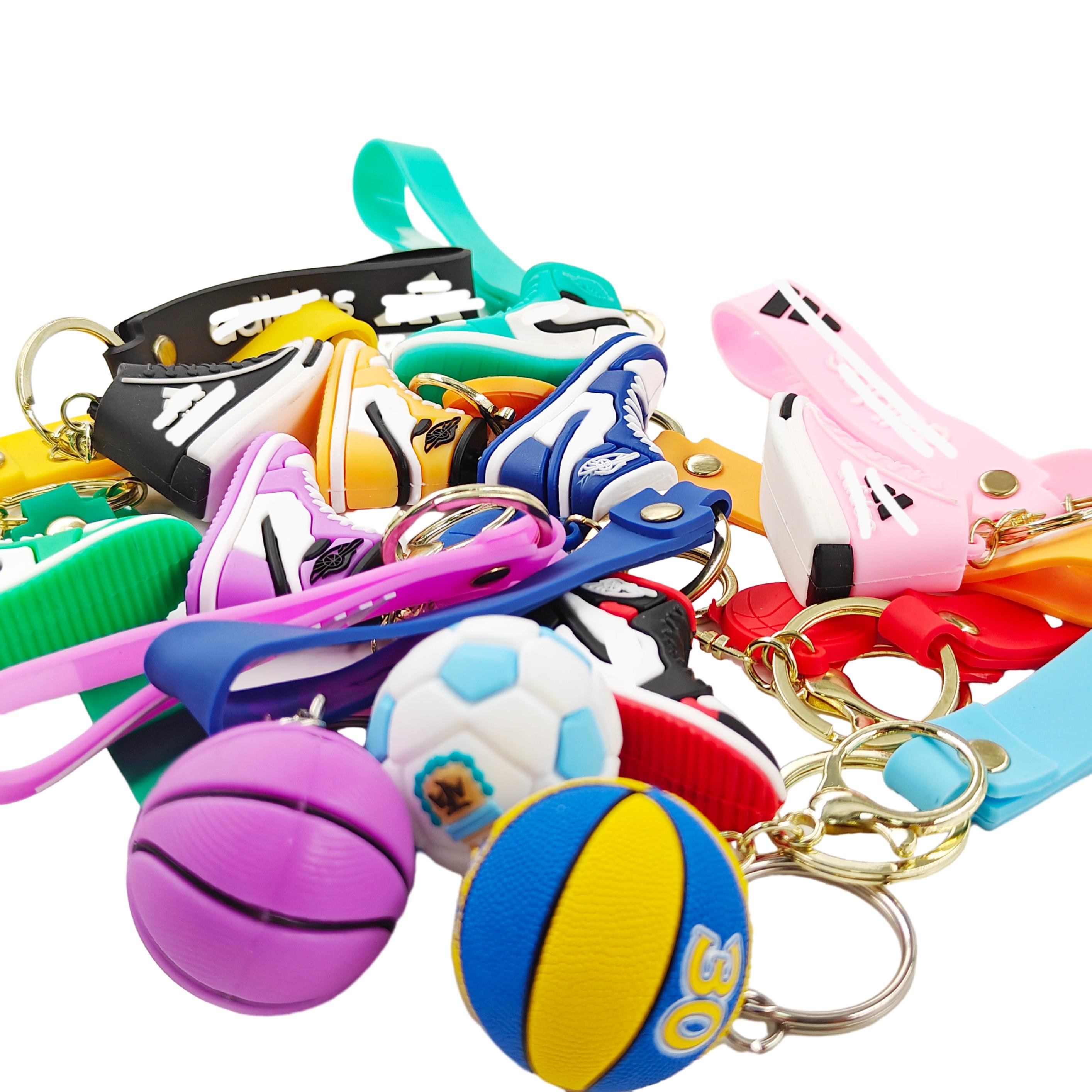 Custom 3D Mini Air Jordans Shoe Keychain Model Rubber Keychains with Basketball Mini Sneaker Car Keychain Bag Pendant for Gif