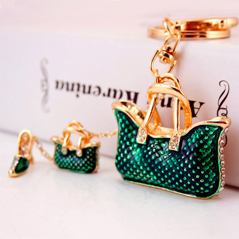 Luxury rhinestones metal accessories fine cartoon cute pendant colorful handbag keychain for women girl