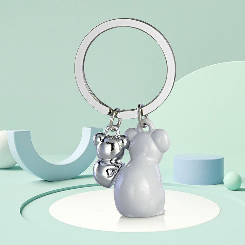 Xun Xin Cute 3D Cartoon Koala Keychain Australian Gift Animal Keyring Charms Handmade Women DIY Jewelry Accessories Pendant Gift