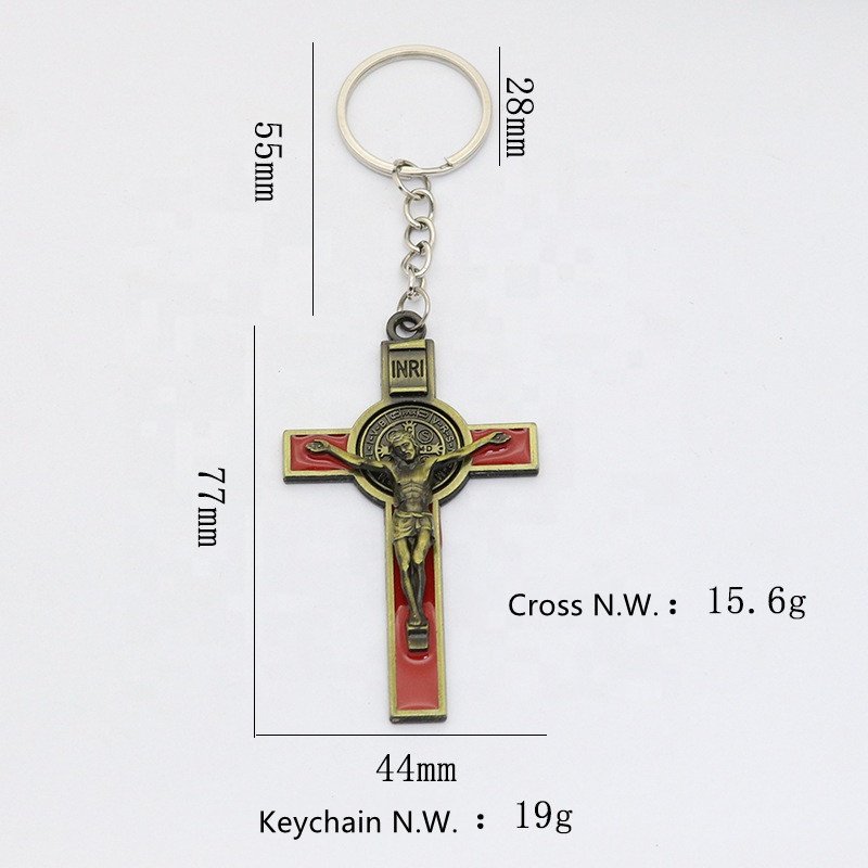 Dreamwork Cross Collection Keychain for Car & Bag Metal Alloy St. Benedict Cross Keyring Jewelry Accessories Pendants Key Rings