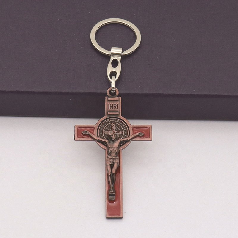 Dreamwork Cross Collection Keychain for Car & Bag Metal Alloy St. Benedict Cross Keyring Jewelry Accessories Pendants Key Rings