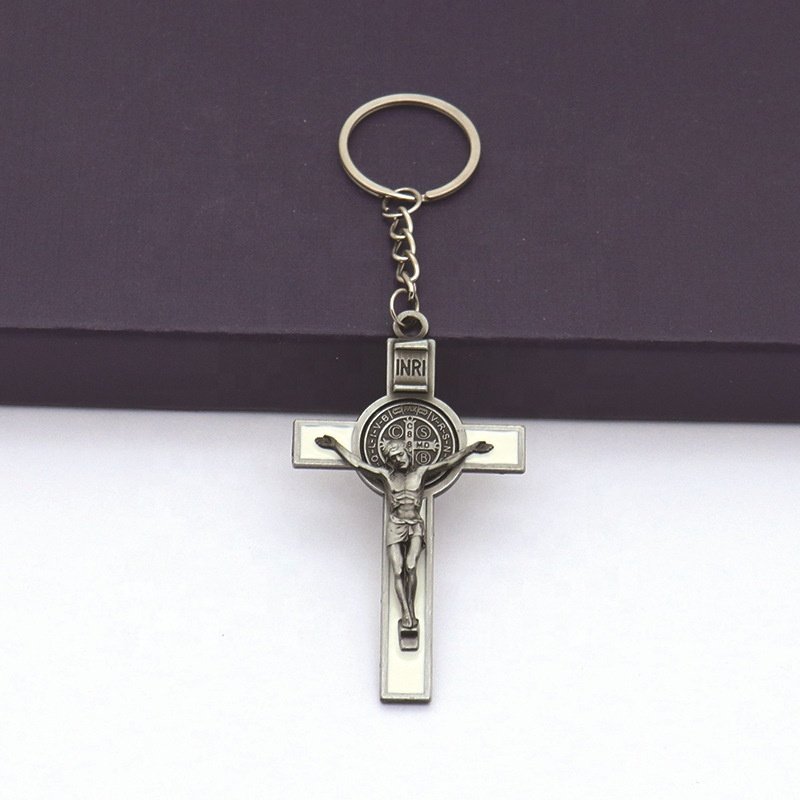 Dreamwork Cross Collection Keychain for Car & Bag Metal Alloy St. Benedict Cross Keyring Jewelry Accessories Pendants Key Rings