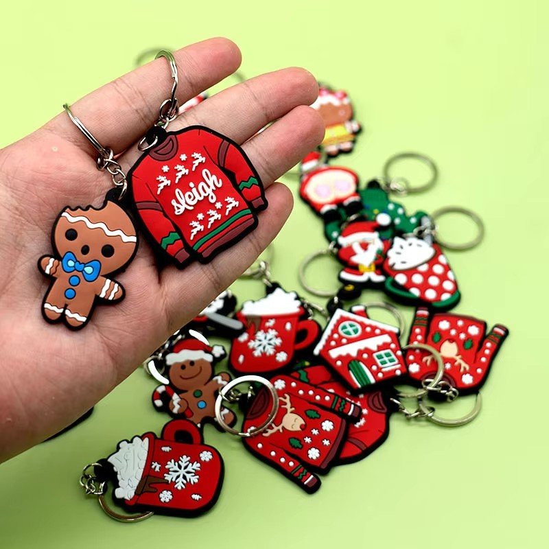 wholesale rubber keychains hot sale anime figure custom keyring friends Cartoon Christmas key holder fit fans souvenir gift