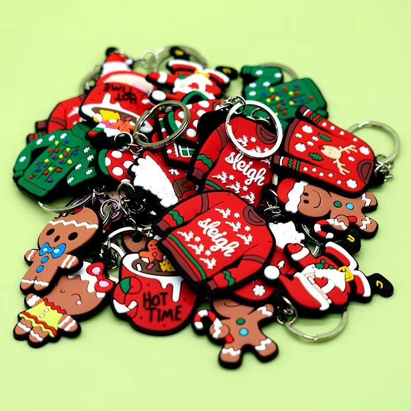 wholesale rubber keychains hot sale anime figure custom keyring friends Cartoon Christmas key holder fit fans souvenir gift