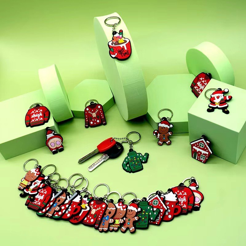 wholesale rubber keychains hot sale anime figure custom keyring friends Cartoon Christmas key holder fit fans souvenir gift