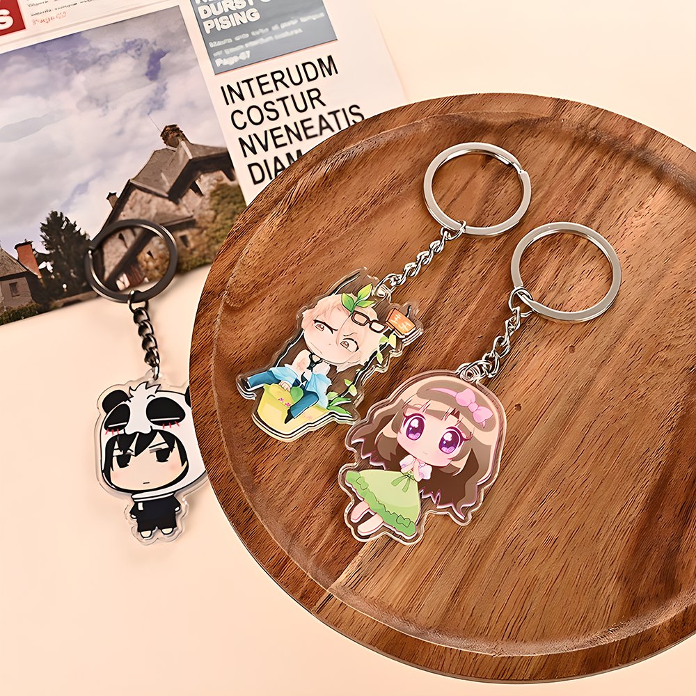 Custom Shape Acrylic Transparent Key Chain Rings Clear Colorful Pendants DIY Plastic KeyChain Anime Acrylic Keychain Customized