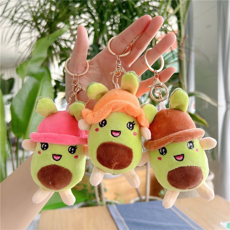 Cute Plushie Avocado Keychain Avocado Charm Stuffed Doll Key chains Soft Fruit Stuffed Plush keyring Avocado Plush Keychain Toys