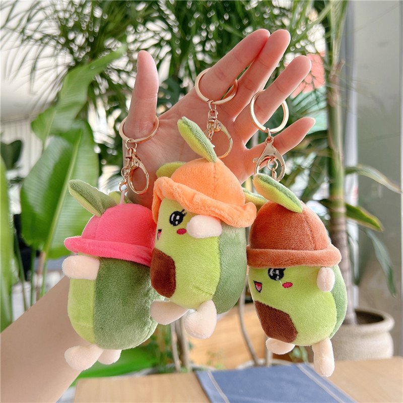 Cute Plushie Avocado Keychain Avocado Charm Stuffed Doll Key chains Soft Fruit Stuffed Plush keyring Avocado Plush Keychain Toys