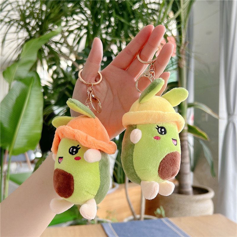 Cute Plushie Avocado Keychain Avocado Charm Stuffed Doll Key chains Soft Fruit Stuffed Plush keyring Avocado Plush Keychain Toys