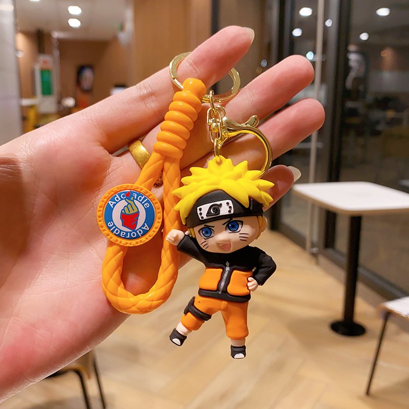 Soft Rubber Key Chain 3D Doll Pendant Lovely Cartoon Marvel Keychain Braided Rope Anti-Lost Car Key Accessories Keychains Gift