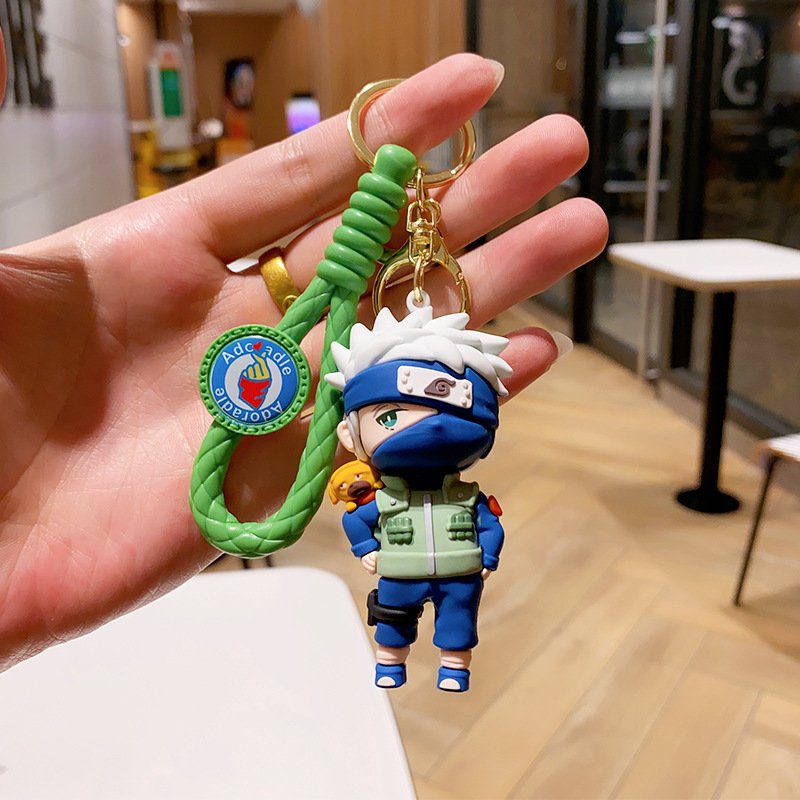 Soft Rubber Key Chain 3D Doll Pendant Lovely Cartoon Marvel Keychain Braided Rope Anti-Lost Car Key Accessories Keychains Gift