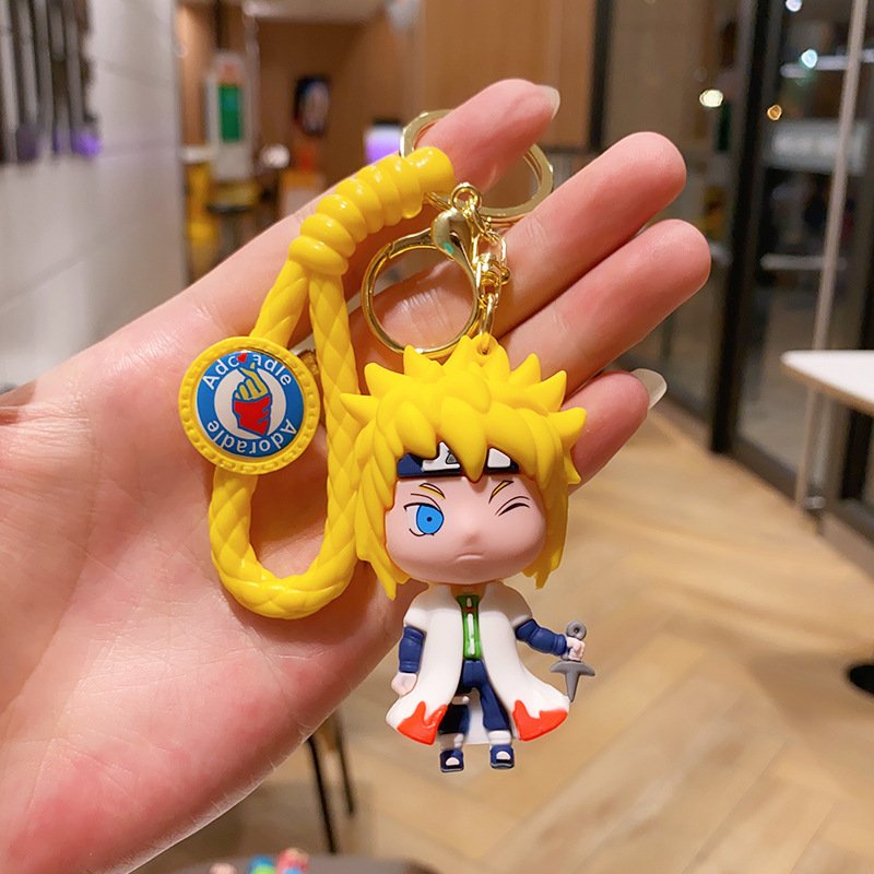 Soft Rubber Key Chain 3D Doll Pendant Lovely Cartoon Marvel Keychain Braided Rope Anti-Lost Car Key Accessories Keychains Gift