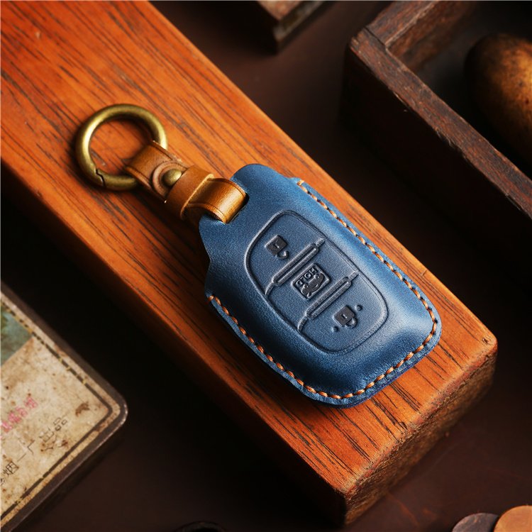 genuine leather Car Key Case Cover for Hyundai IX35 Tucson Elantra Sonata Smart Remote 3 Buttons Car Key Cover Shell